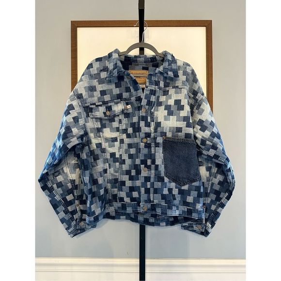 New Dr. Collectors 2020 Jacquard Denim Patched Jacket Size XL Y2K - Picture 9 of 9